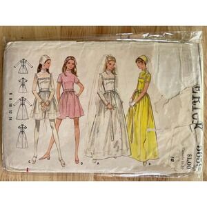 VTG 1970's Butterick Misses' One-Piece Bridal Dress Sewing Pattern 5659 Sz 10 UC